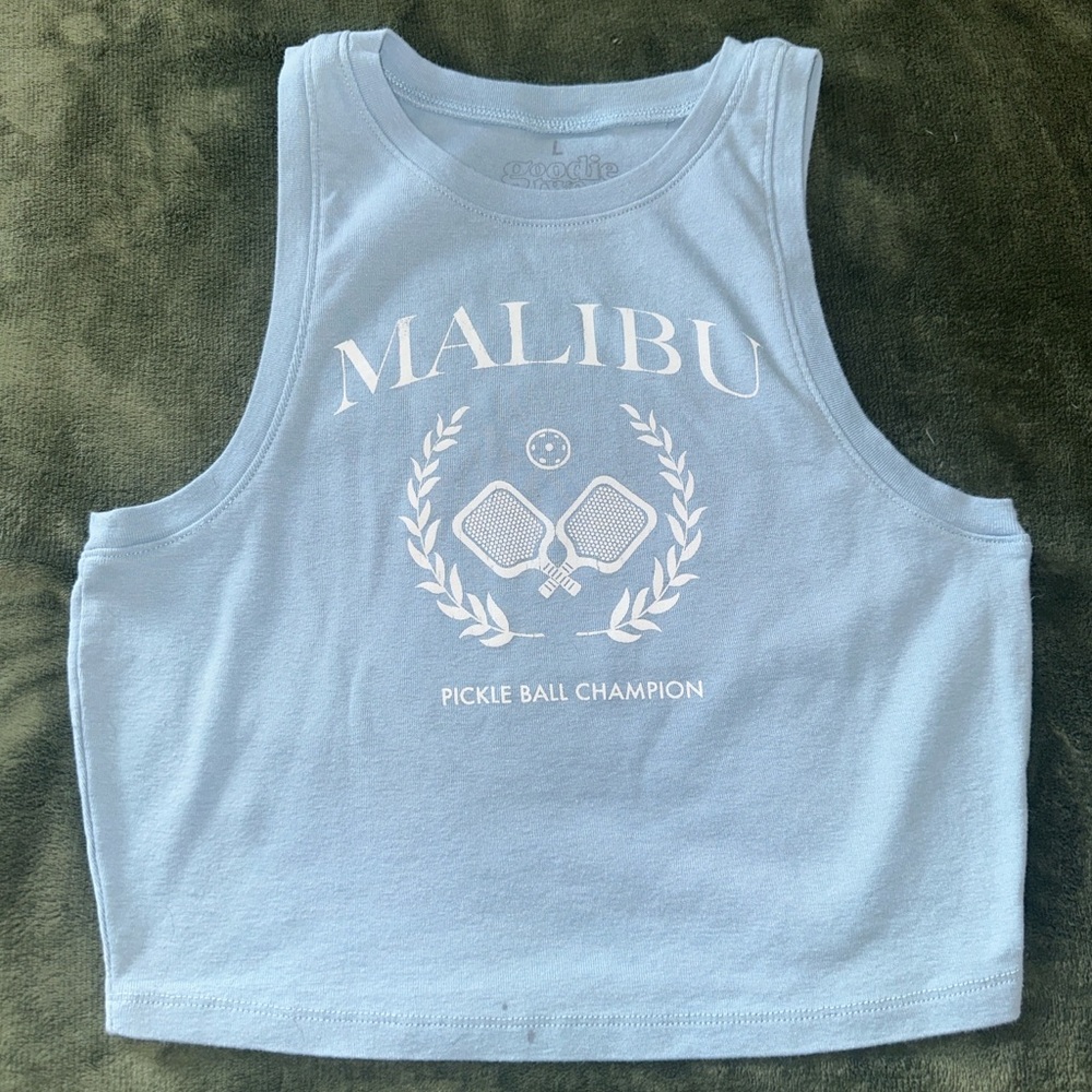 Goodie Two Sleeves Blue Malibu Tank Top
